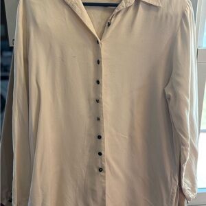 Women's Light Beige Button-Front Blouse - Classic Collared Top